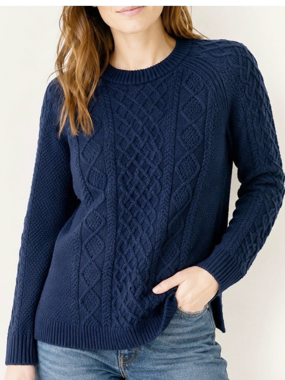 J.Crew cable-knit crewneck fisherman sweater M